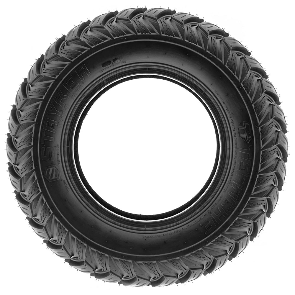 Full sidewall view of the Terache Stryker desert racing bias 8-ply construction SXS and UTV tire, all sizes available with free shipping and can be purchased individually or as a set of 4.