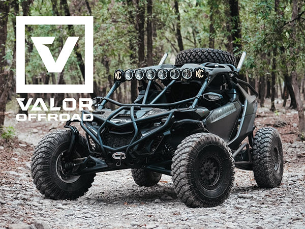 Brand snippet image for Valor Off Road Tire and Wheel company, based in Arizona with white vertical logo.