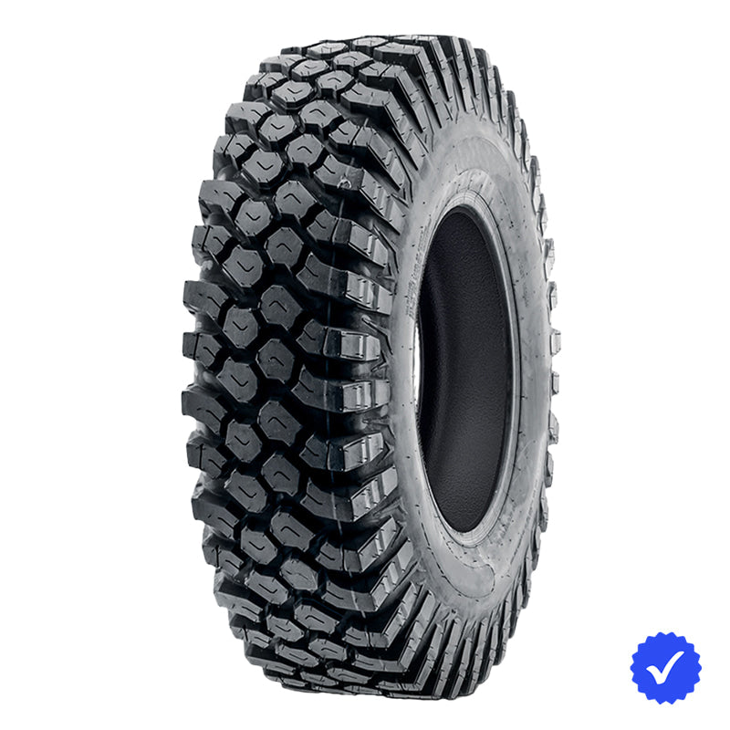 Angled view of the high performance 8-ply Nylon Radial all-terrain all-conditions UTV/SXS tire by Journey, Model W3057, available in 15" wheel sizes and featuring free shipping.