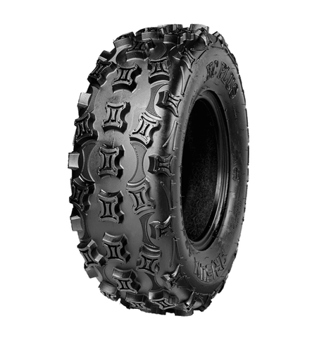 Angled view of tread pattern on ITP Holeshot style Arisux XC Plus ATV replacement tire.