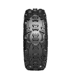 View of tread pattern and spacing on front ATV Quad tires made by Arisun XC Plus model.