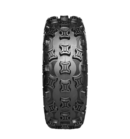View of tread pattern and spacing on front ATV Quad tires made by Arisun XC Plus model.