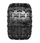 Tread feature on rear XC Plus ATV tire assembly.