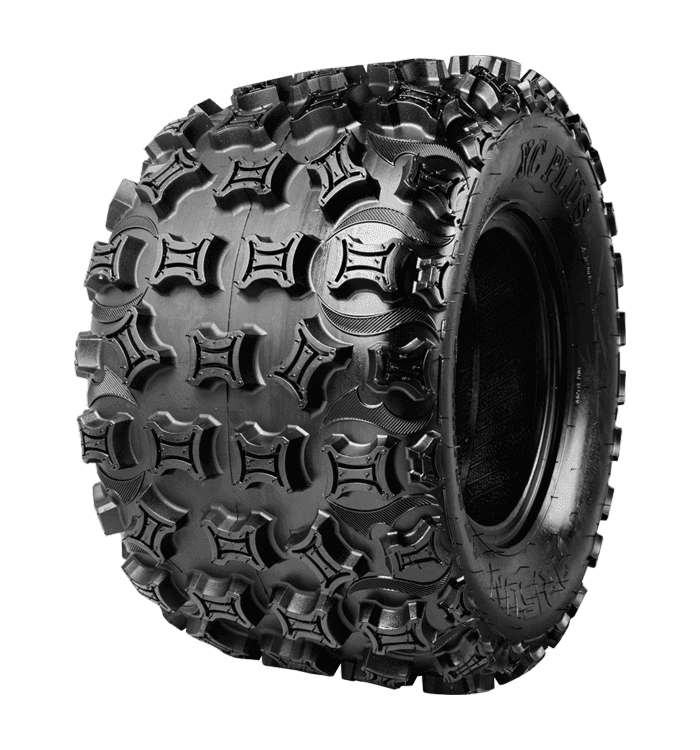Sidewall lug styling on XC Plus rear replacement ATV and Quad high performance new tire.